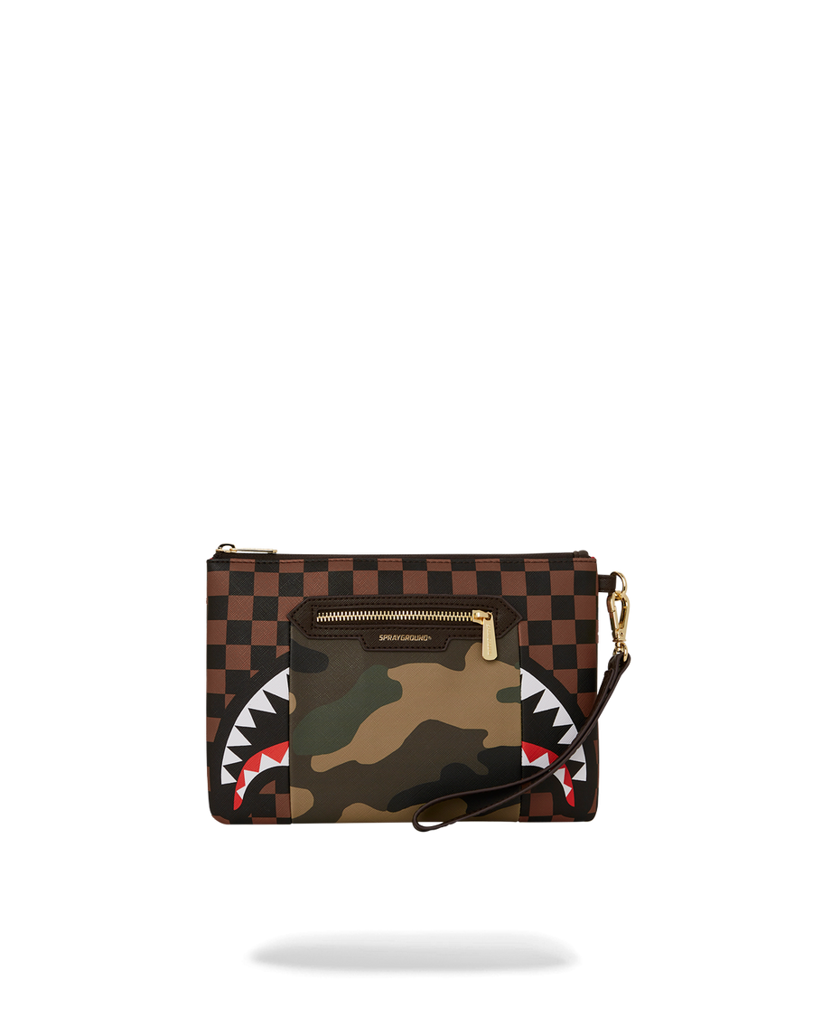 EXTERIOR GOLD ZIP POCKET SHARKS IN PARIS CROSSOVER CLUTCH